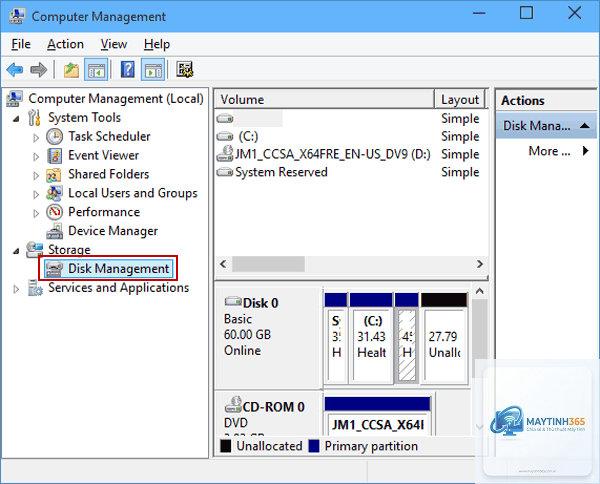 cách mở disk management bằng run