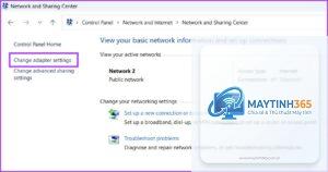 cách mở network sharing settings