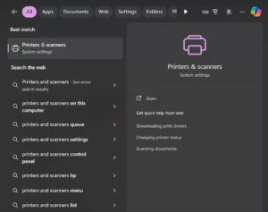 cách mở printers settings windows 11