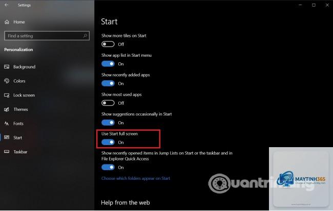 cách mở rộng start menu