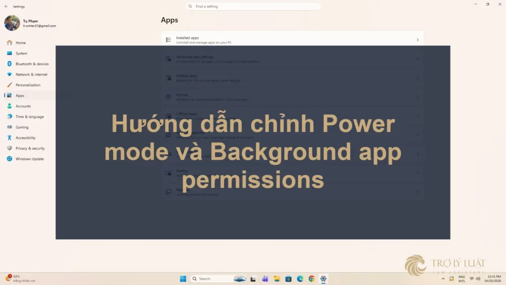 cách quản lý app permissions windows 11