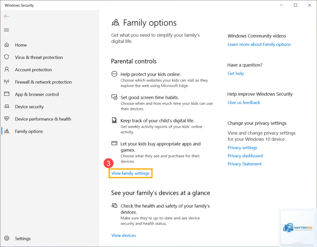 cách quản lý family settings windows 11