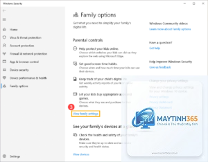 cách quản lý family settings windows 11