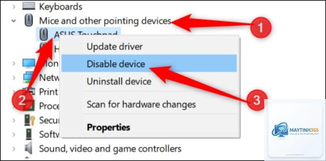 cách quản lý pointing devices