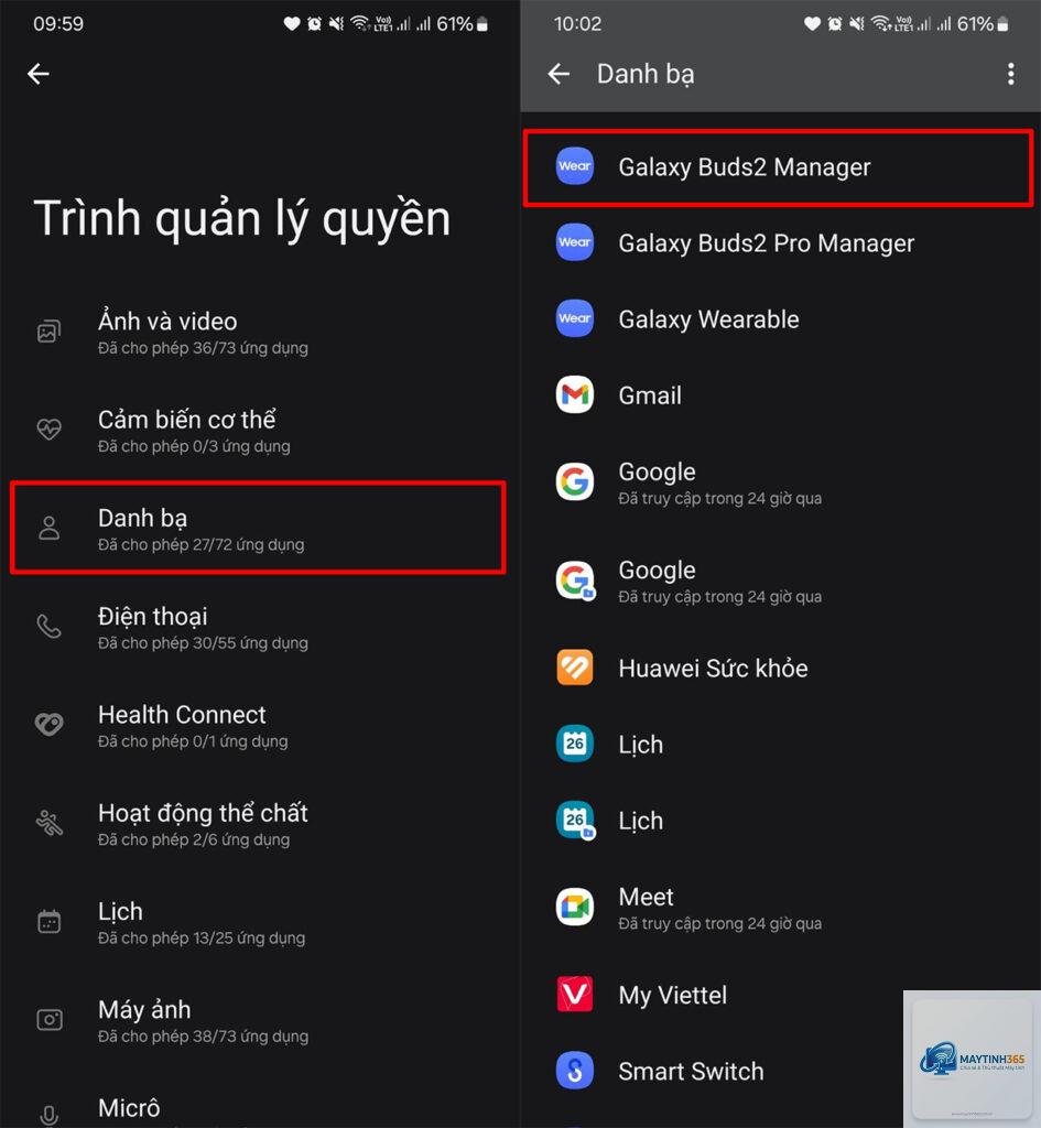 cách quản lý quyền danh bạ ứng dụng