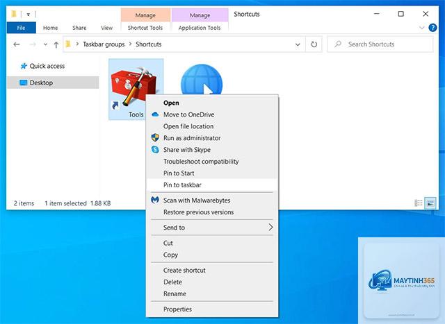cách quản lý shortcut taskbar
