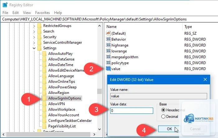 cách quản lý sign in registry