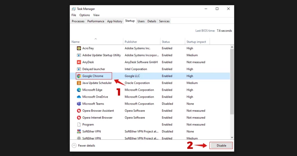 cách quản lý startup apps bằng task manager