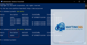 cách quản lý update history bằng powershell
