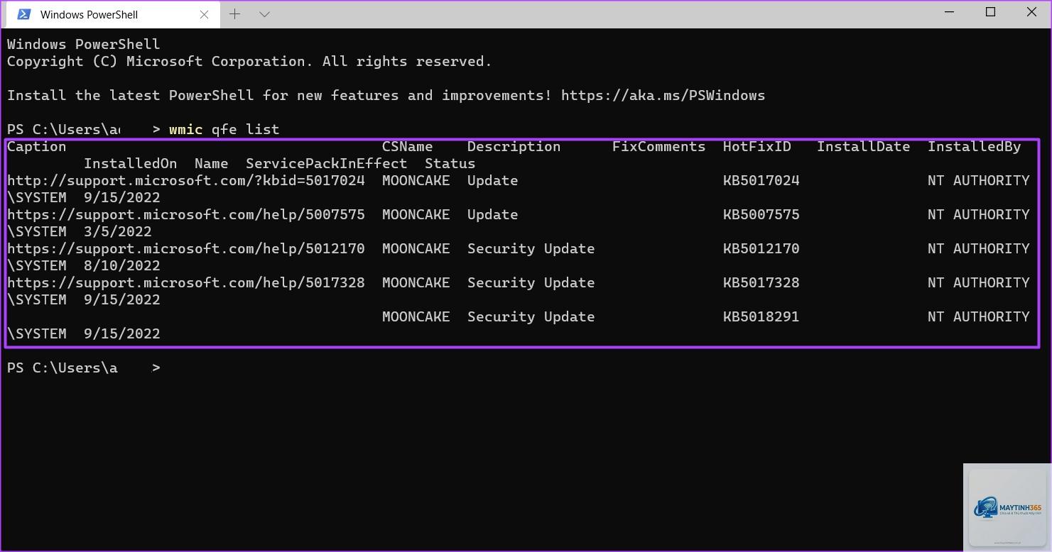 cách quản lý update history bằng powershell - Hình 4