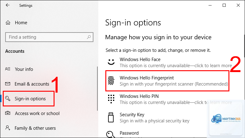 cách quản lý windows hello