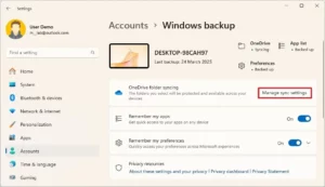 cách sao lưu hồ sơ người dùng windows 11