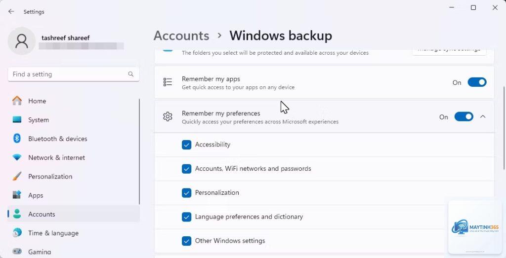 cách sao lưu settings windows 11
