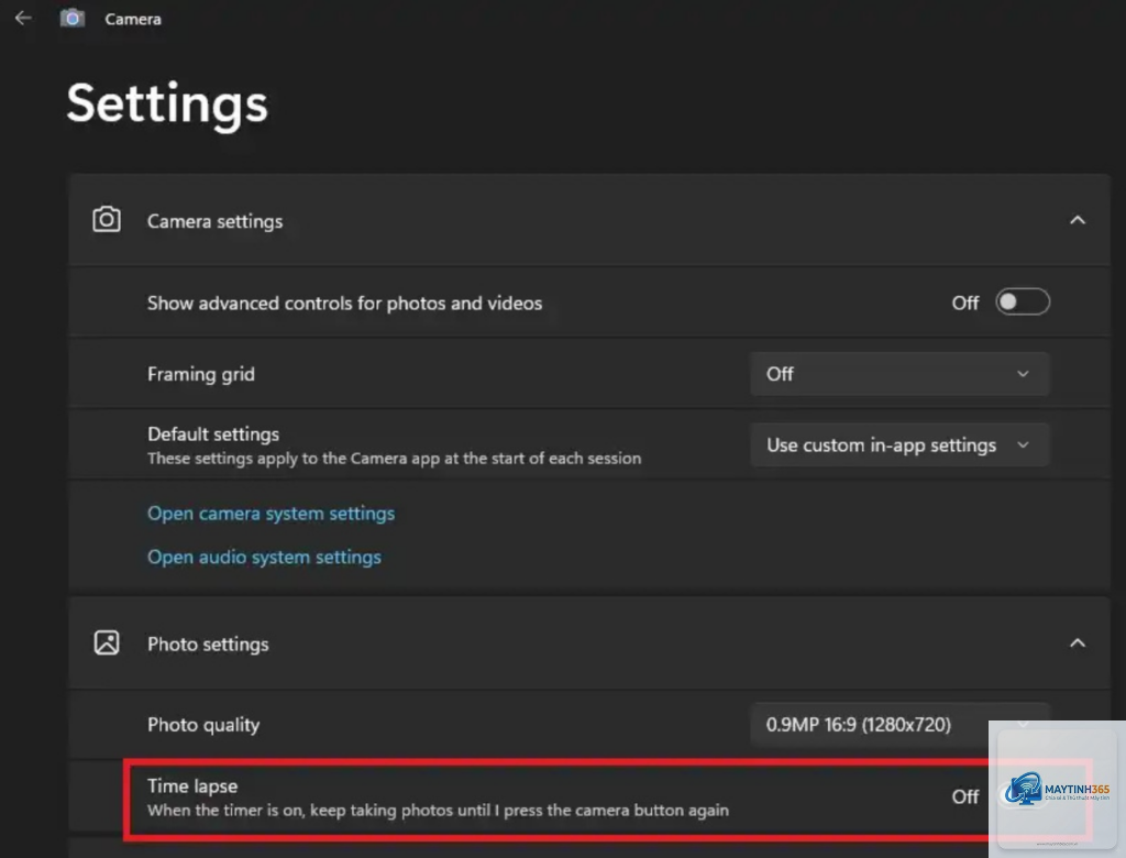 cách sử dụng camera settings windows 11