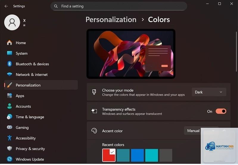 cách sử dụng dark mode cho start menu
