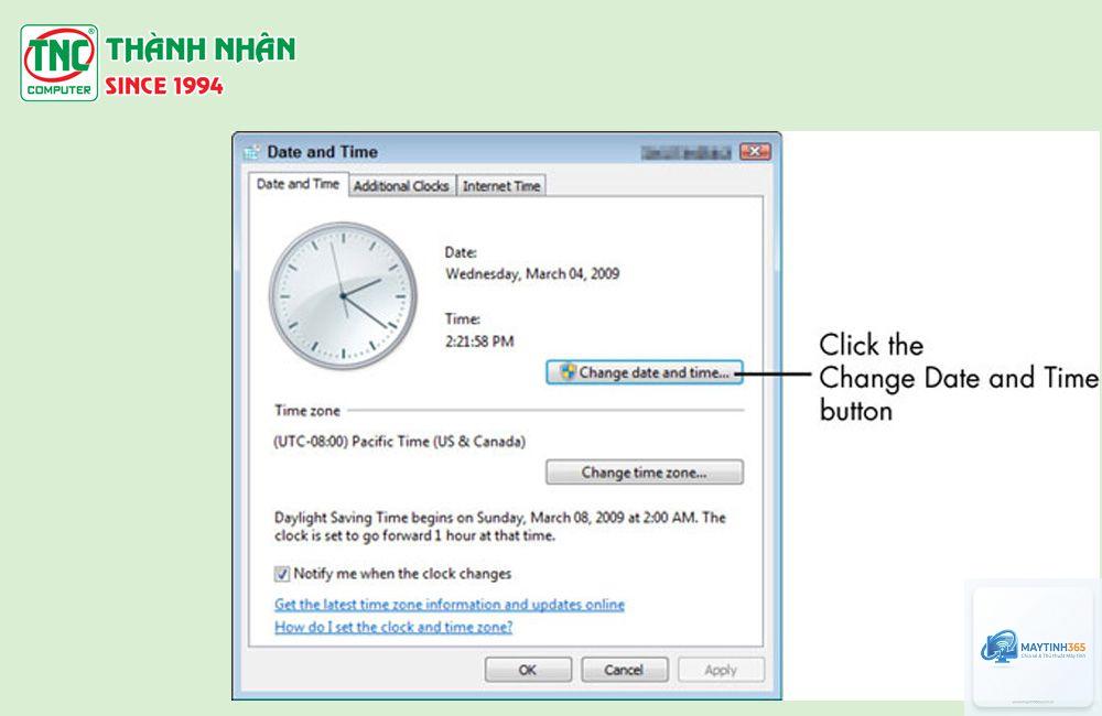 cách sử dụng date and time settings