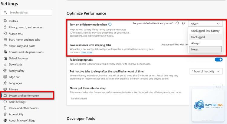 cách sử dụng efficiency mode
