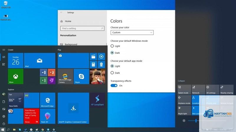 cách sử dụng light mode cho start menu