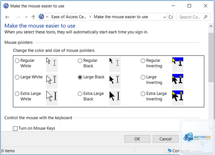 cách sử dụng mouse settings control panel
