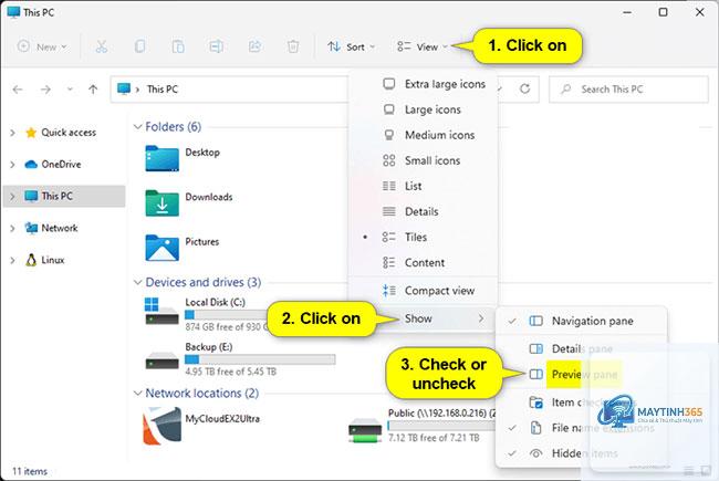 cách sử dụng preview pane
