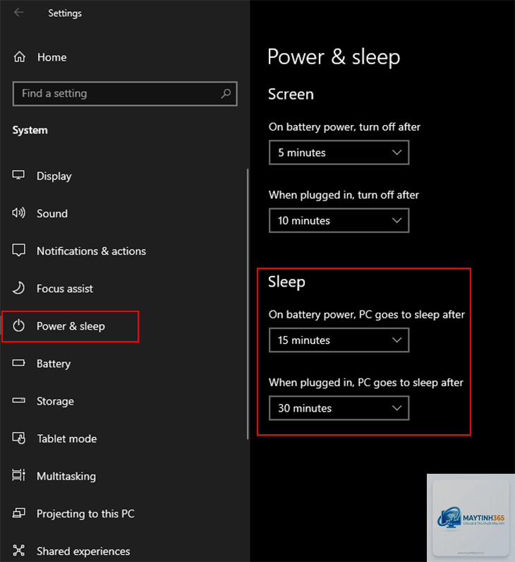 cách sử dụng sleep settings