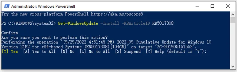 cách sửa lỗi update bằng powershell