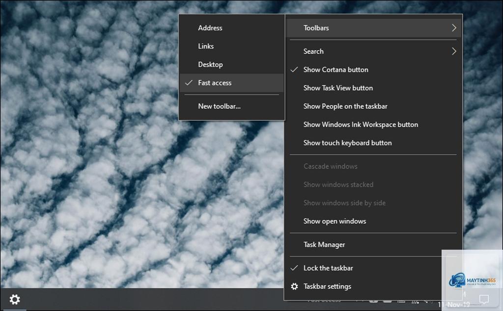cách tạo desktop toolbar trên taskbar