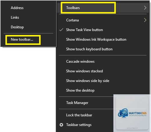 cách tạo quick launch toolbar