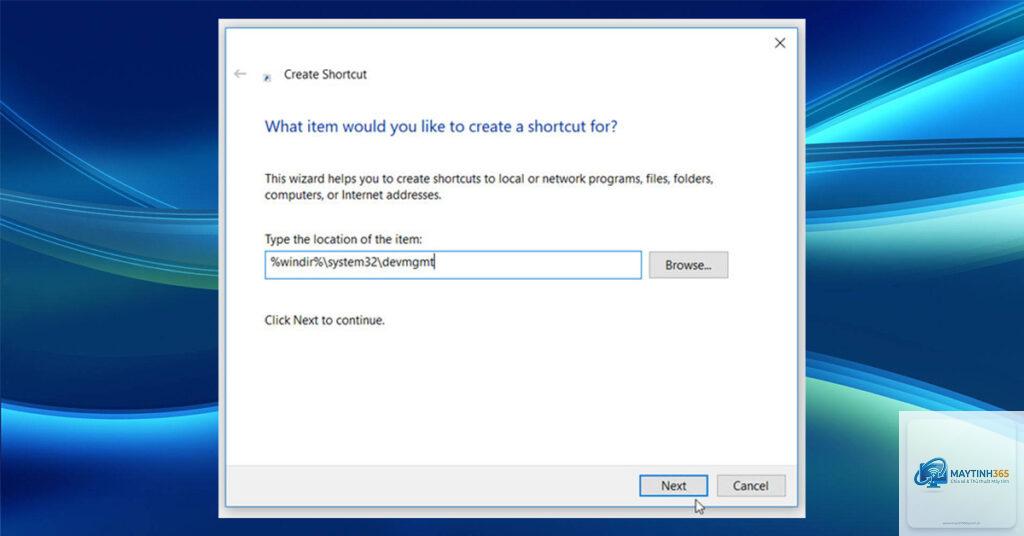 cách tạo shortcut device manager