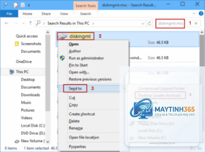 cách tạo shortcut disk management
