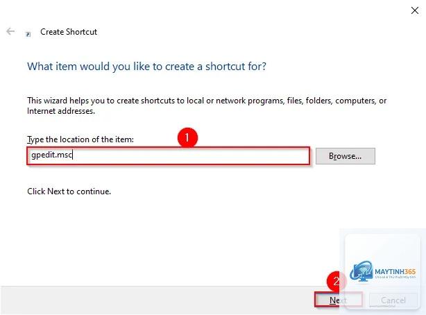 cách tạo shortcut gpedit
