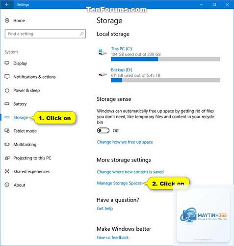 cách tạo storage spaces