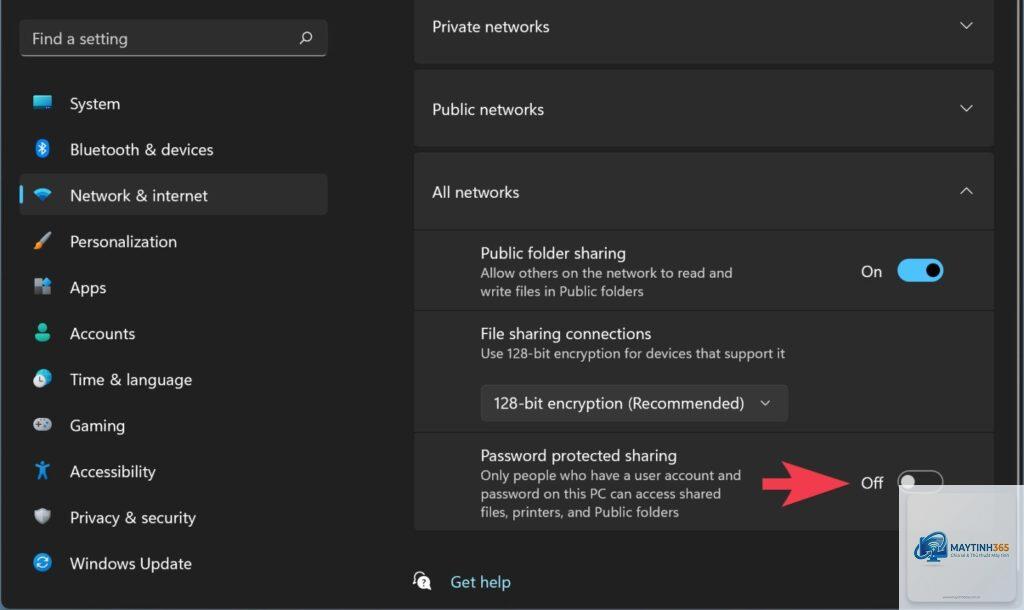cách tắt file sharing windows 11