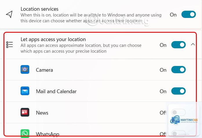 cách tắt location services windows 11