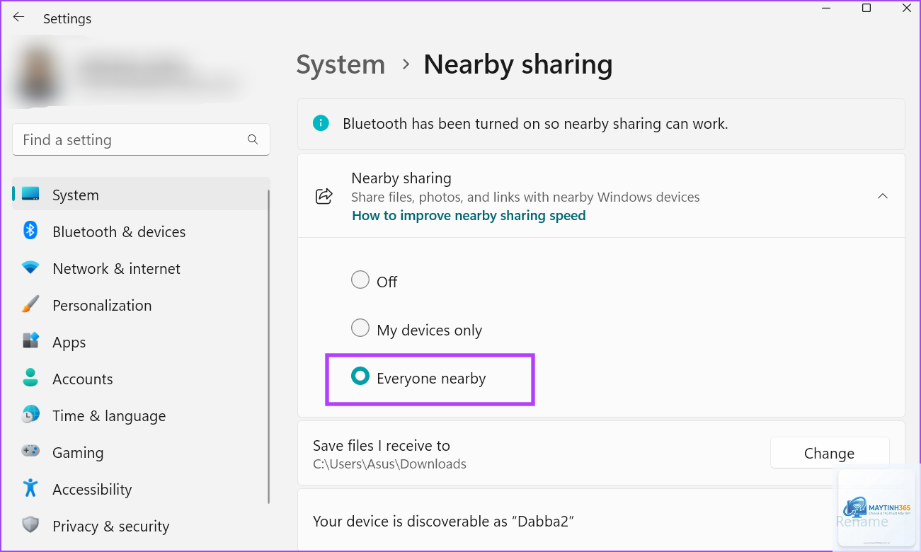 cách tắt nearby sharing windows 11 - Hình 3