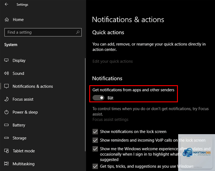 cách tắt notifications