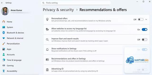 cách tắt personalized experiences - Hình 2