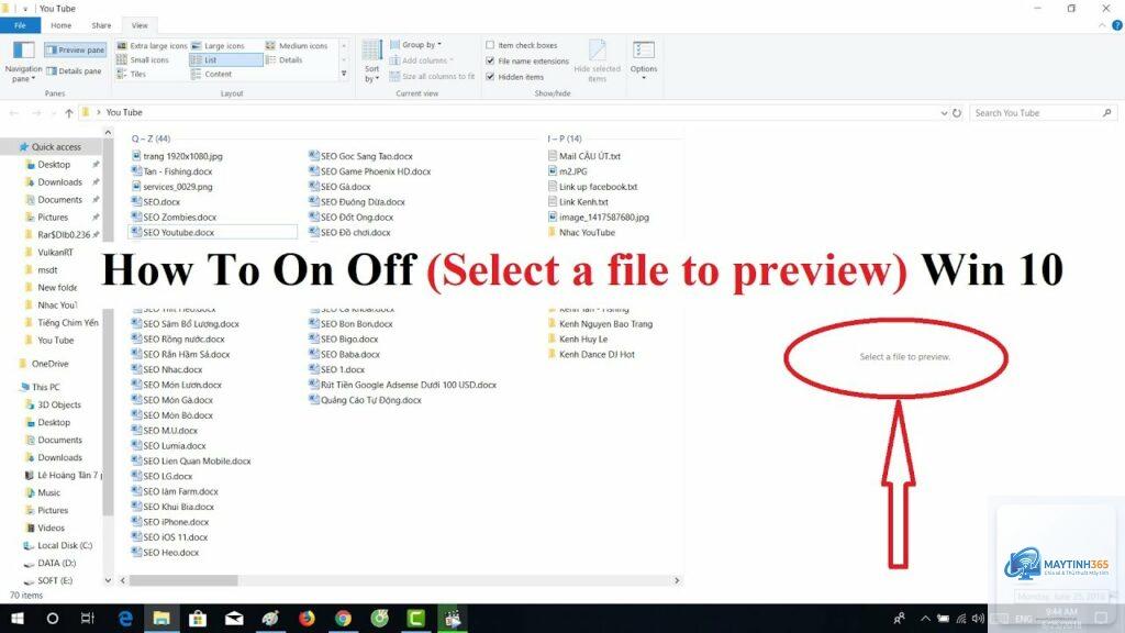 cách tắt preview pane