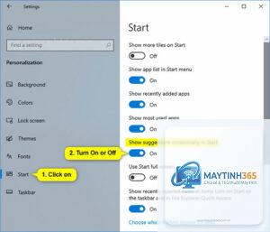 cách tắt ứng dụng đề xuất start menu