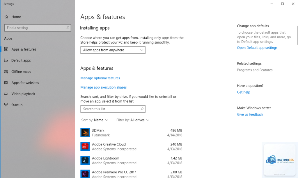 cách tắt windows features
