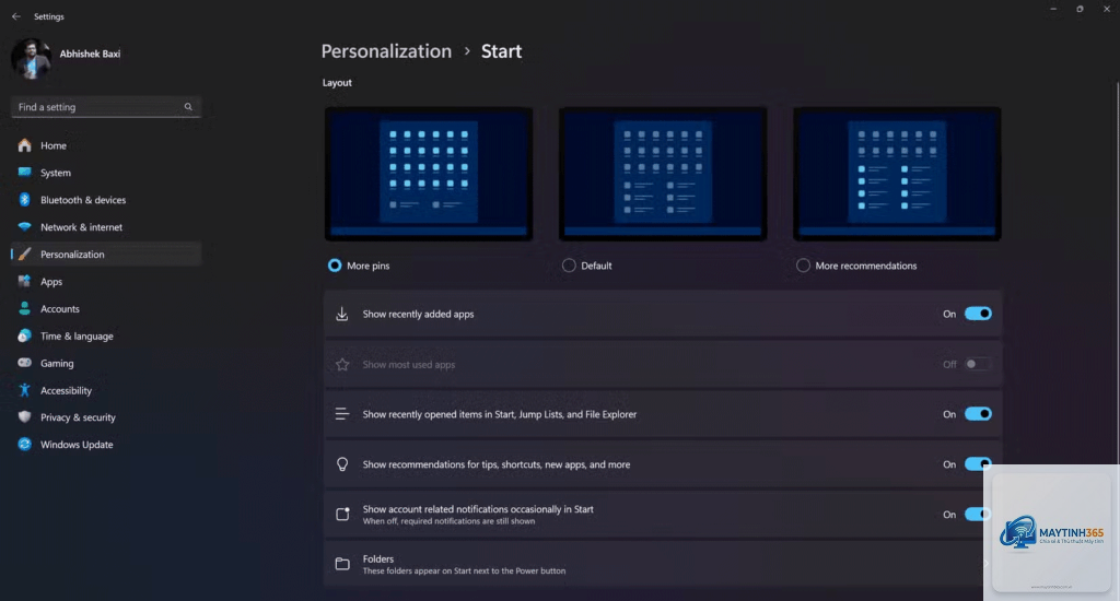 cách thay đổi bố cục start menu windows 11