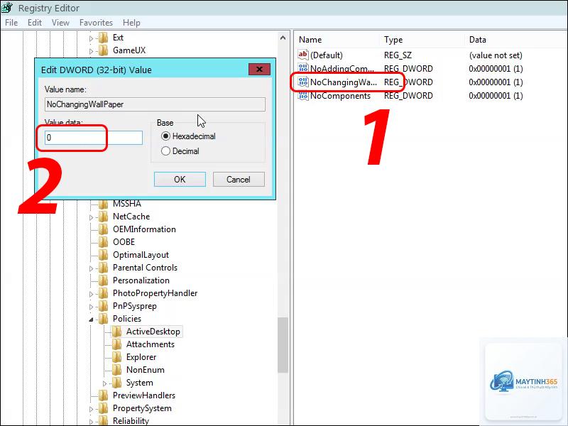 cách thay đổi desktop bằng registry