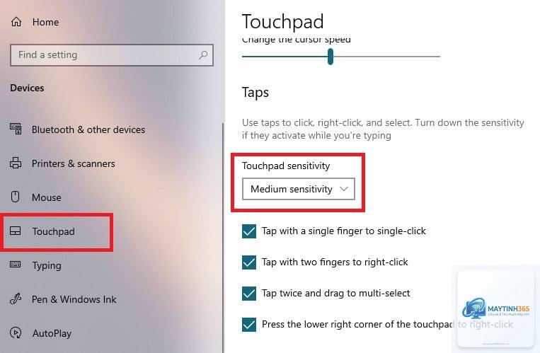 cách thay đổi độ nhạy touchpad