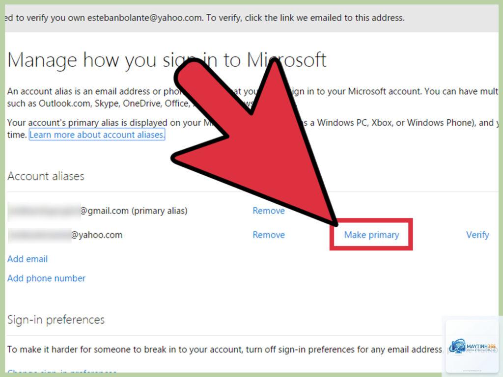 cách thay đổi email microsoft account