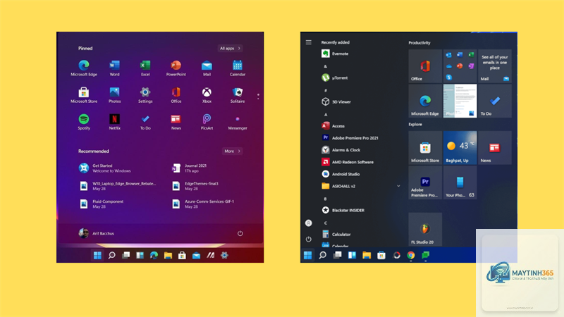 cách thay đổi start menu windows 11