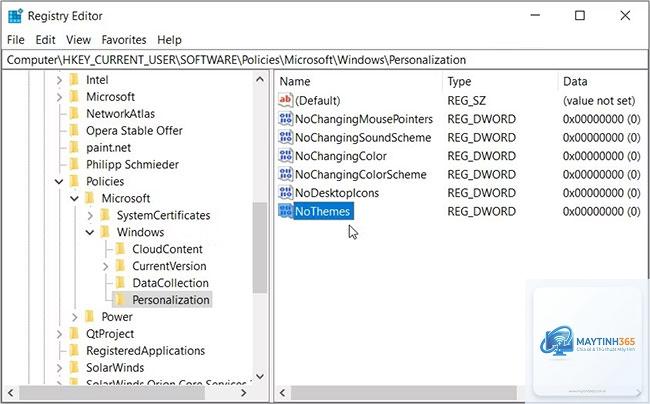 cách thay đổi theme bằng registry
