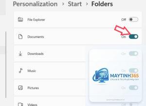 cách thêm documents vào start menu