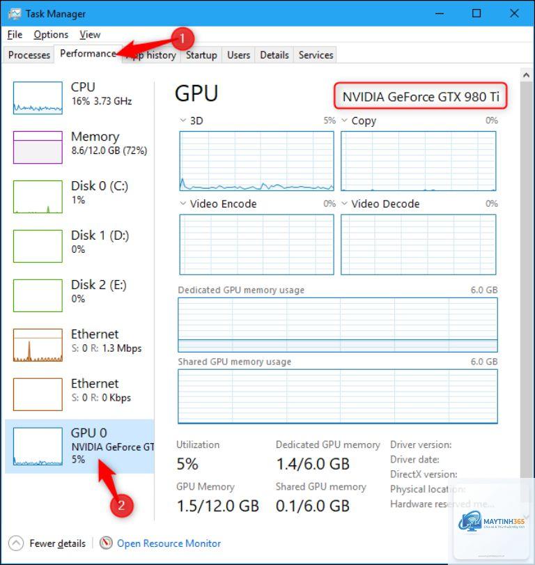 cách theo dõi gpu bằng task manager