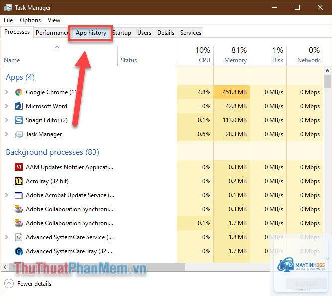 cách theo dõi mạng bằng task manager