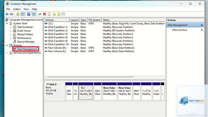 cách thiết lập disk management windows 11